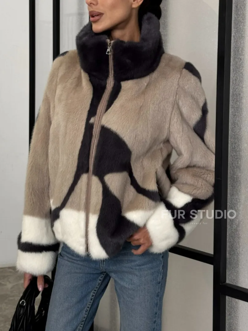 Норковая шуба - бомбер на молнии - фото 4