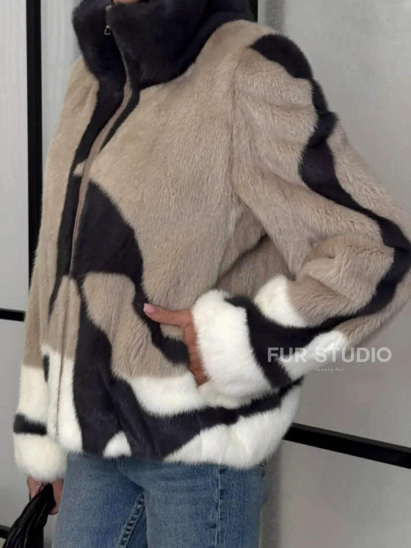 Норковая шуба - бомбер на молнии - фото 1
