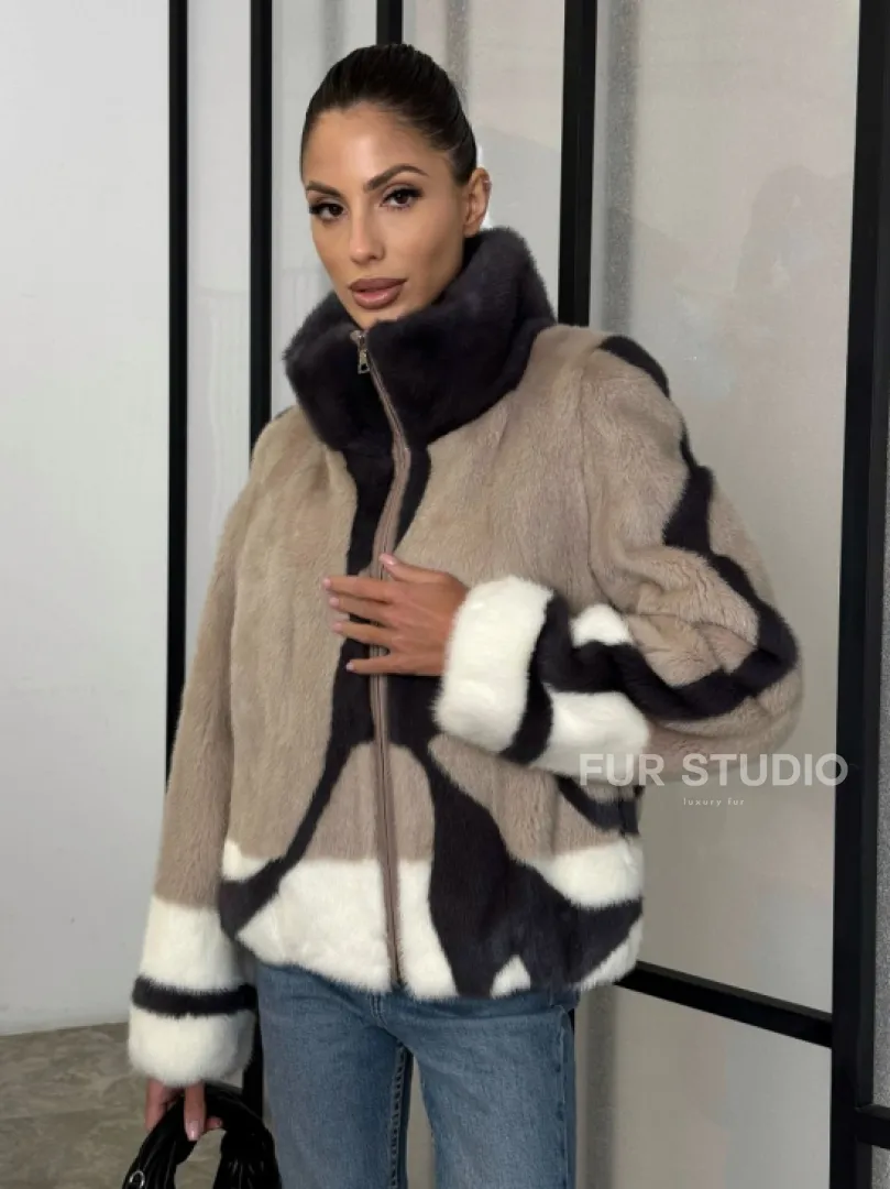 Норковая шуба - бомбер на молнии - фото 11