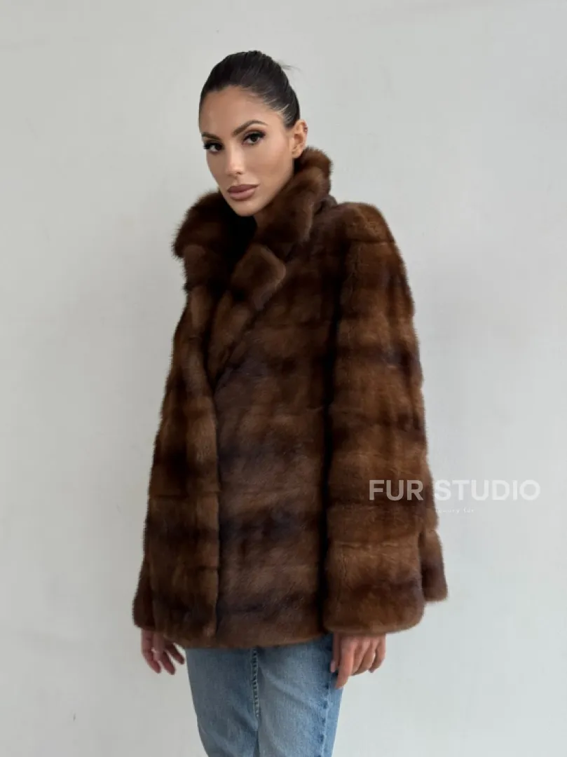 Шуба автоледи из соболиной норки, цвет соболь - фото 11