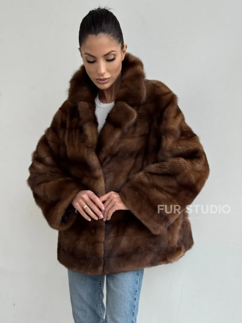 Шуба автоледи из соболиной норки, цвет соболь - фото 5