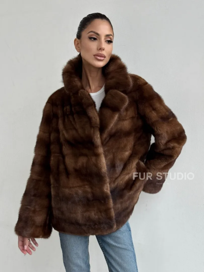 Шуба автоледи из соболиной норки, цвет соболь - фото 7