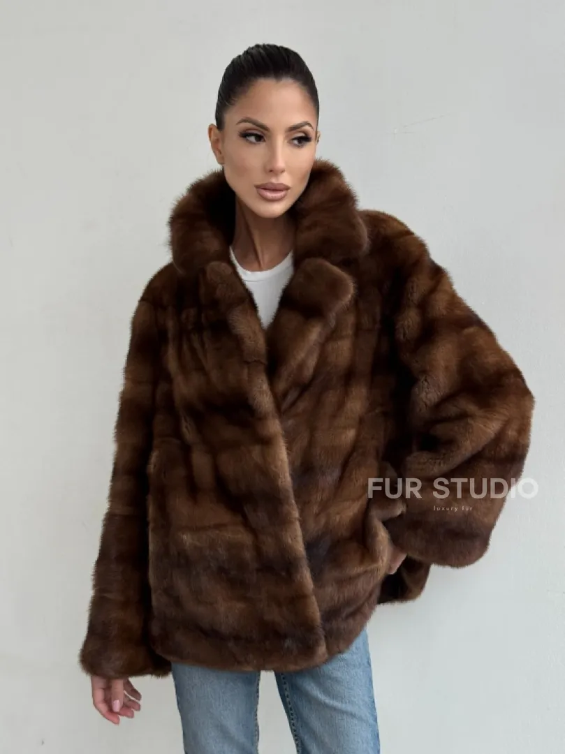 Шуба автоледи из соболиной норки, цвет соболь - фото 9