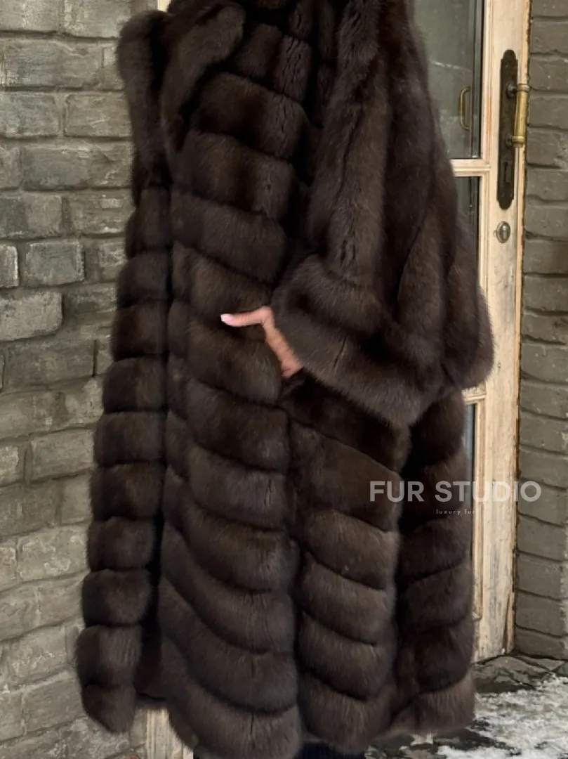 Роскошное манто из меха баргузинского соболя -  летучая мышь - фото 2