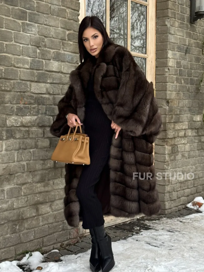 Роскошное манто из меха баргузинского соболя -  летучая мышь - фото 13