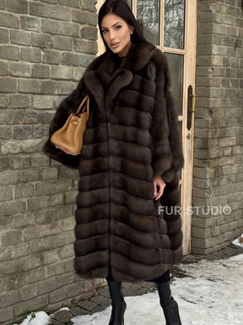 Роскошное манто из меха баргузинского соболя -  летучая мышь - фото 3