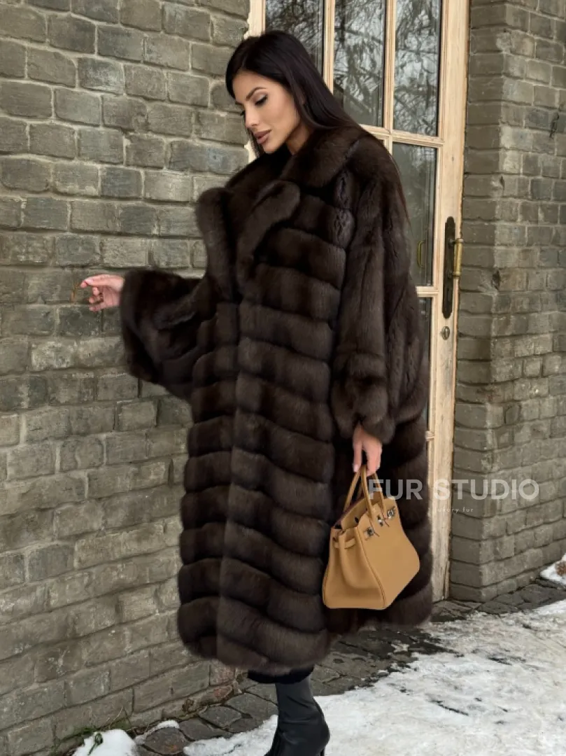 Роскошное манто из меха баргузинского соболя -  летучая мышь - фото 8