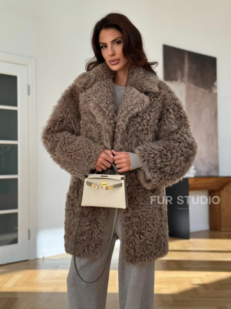 Двусторонняя шуба - дублёнка из меха испанского тиградо - фото 0