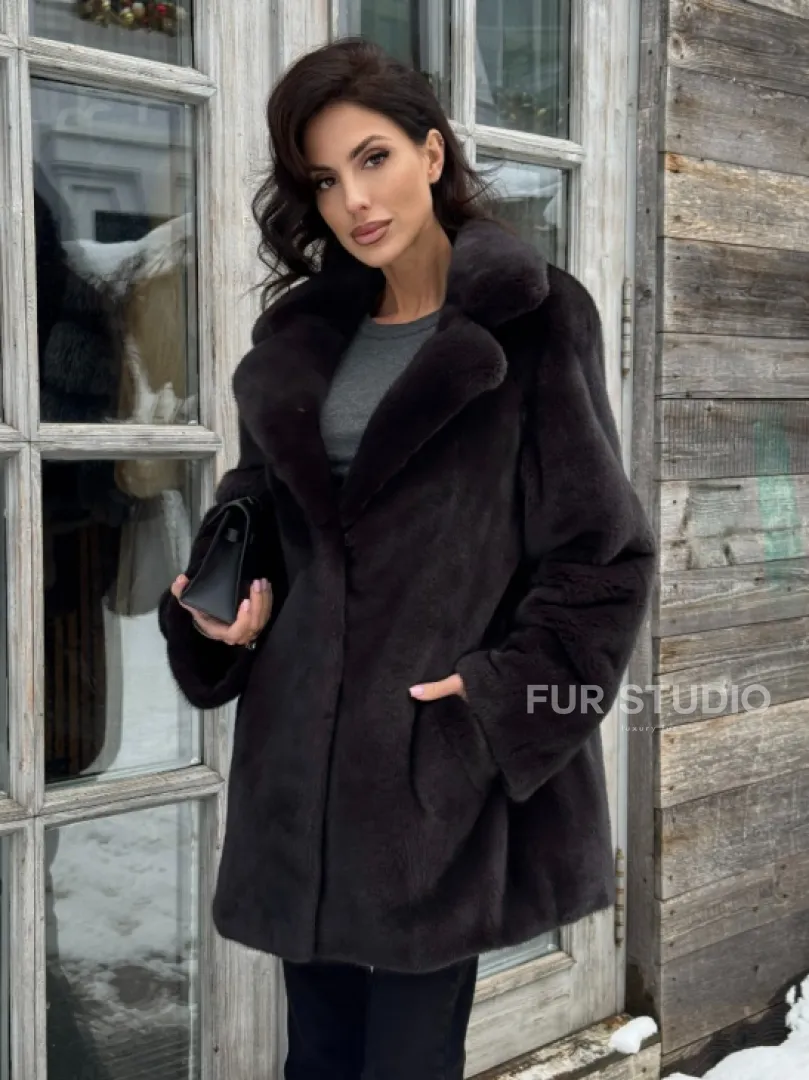 Шикарный полушубок из норки Kopenhagen Fur с английским воротником