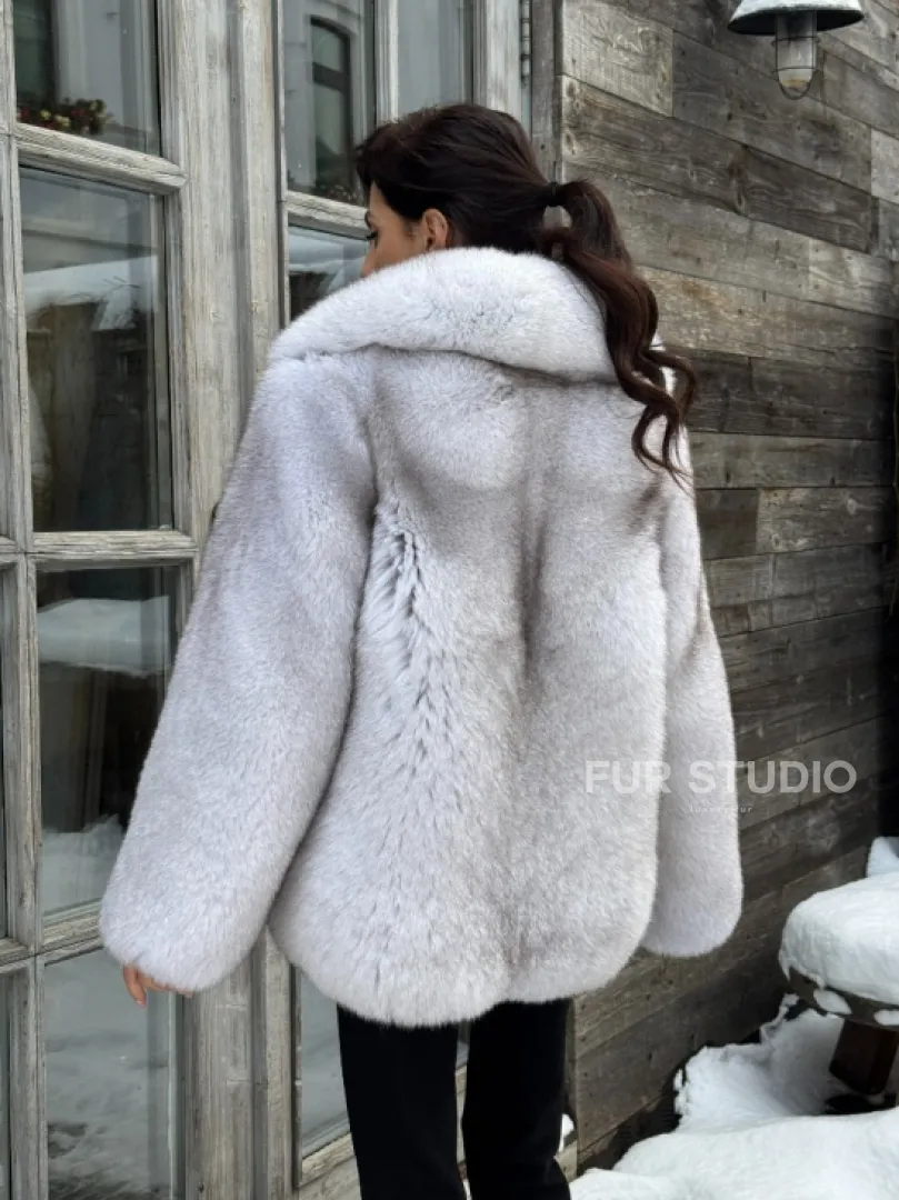 Шуба из финского песца с английским воротником - колотый лёд - фото 13