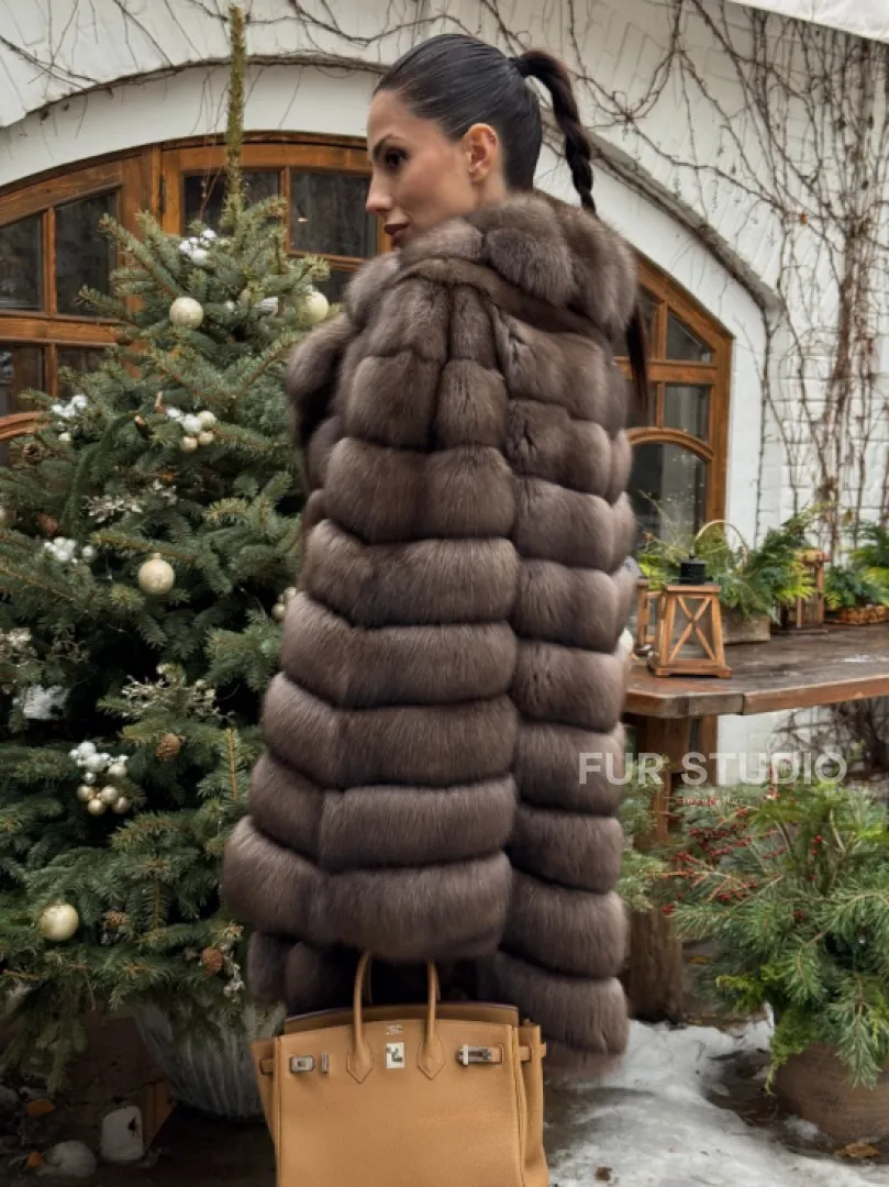 Шуба из соболя баргузинского с английски воротником SILVER 1-2 - фото 6