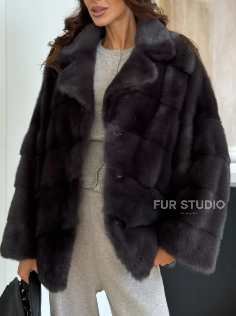 Полушубок норковый автоледи с английским воротником