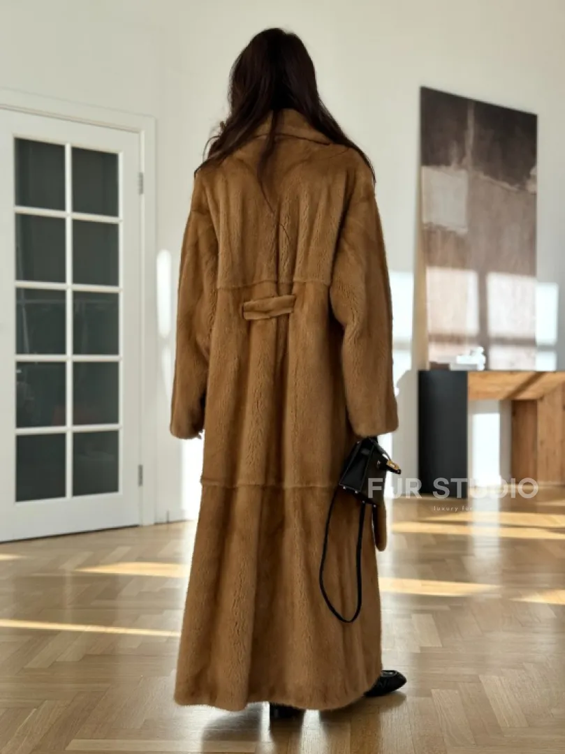 Норковая шуба - кимоно из меха норки premium golg fur со шлицей