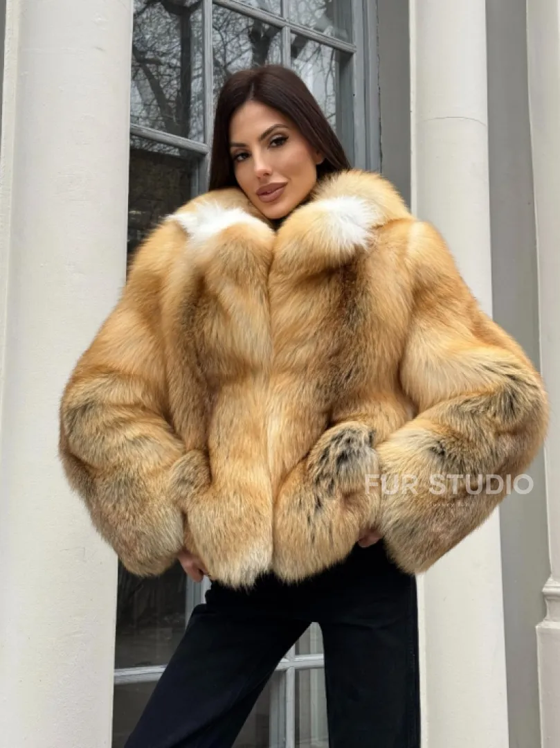 Полушубок из меха альпийской лисы Premium Golden Fox - фото 0