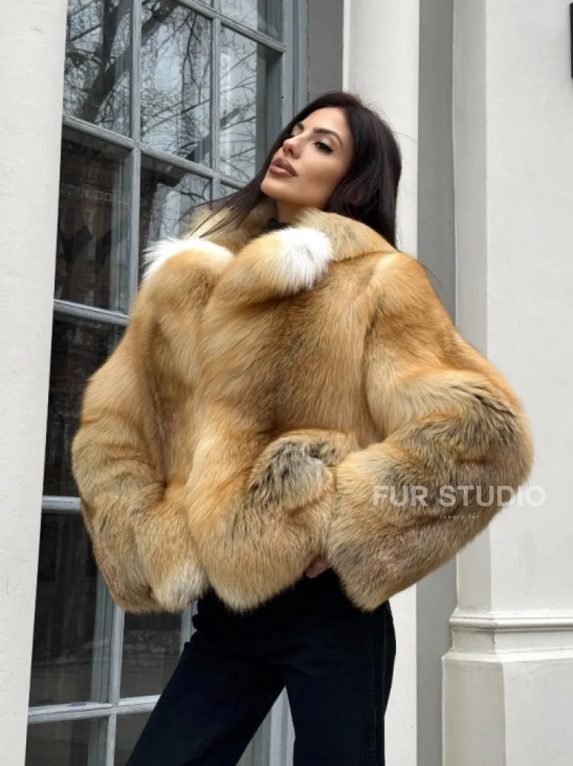 Полушубок из меха альпийской лисы Premium Golden Fox - фото 5