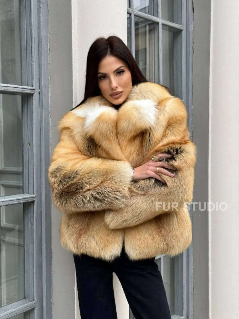 Полушубок из меха альпийской лисы Premium Golden Fox - фото 6