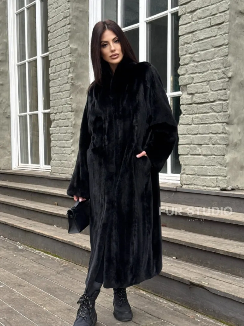 Шуба из аукционной норки «Premium fur» с внутренней резинкой на талии - фото 9