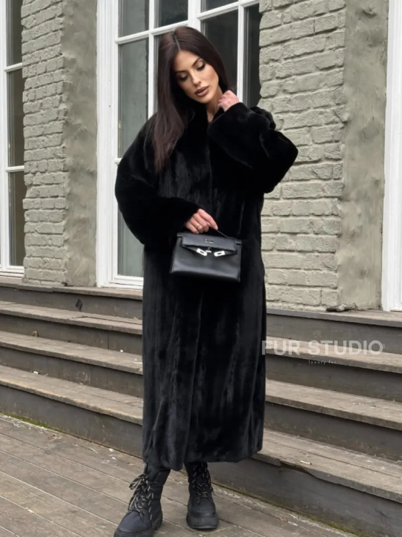 Шуба из аукционной норки «Premium fur» с внутренней резинкой на талии - фото 4