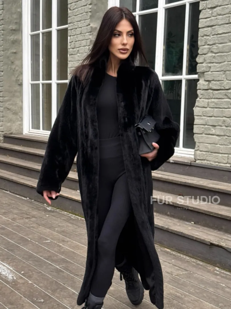 Шуба из аукционной норки «Premium fur» с внутренней резинкой на талии - фото 0