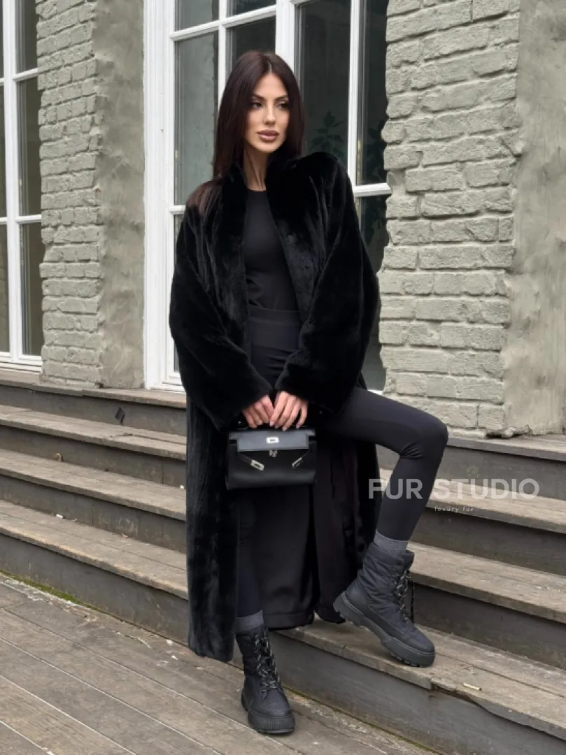 Шуба из аукционной норки «Premium fur» с внутренней резинкой на талии - фото 10