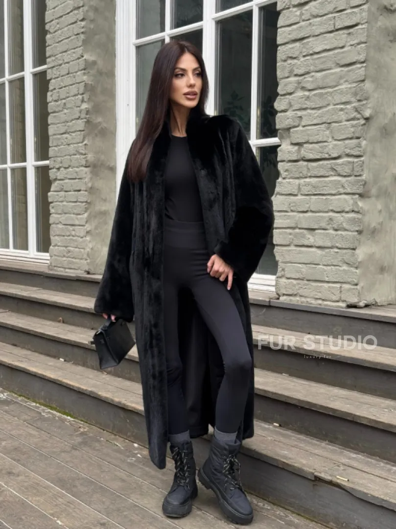 Шуба из аукционной норки «Premium fur» с внутренней резинкой на талии - фото 8