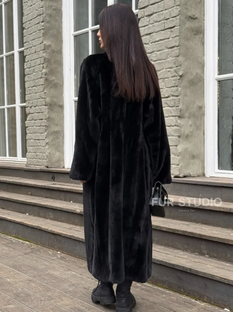 Шуба из аукционной норки «Premium fur» с внутренней резинкой на талии - фото 1