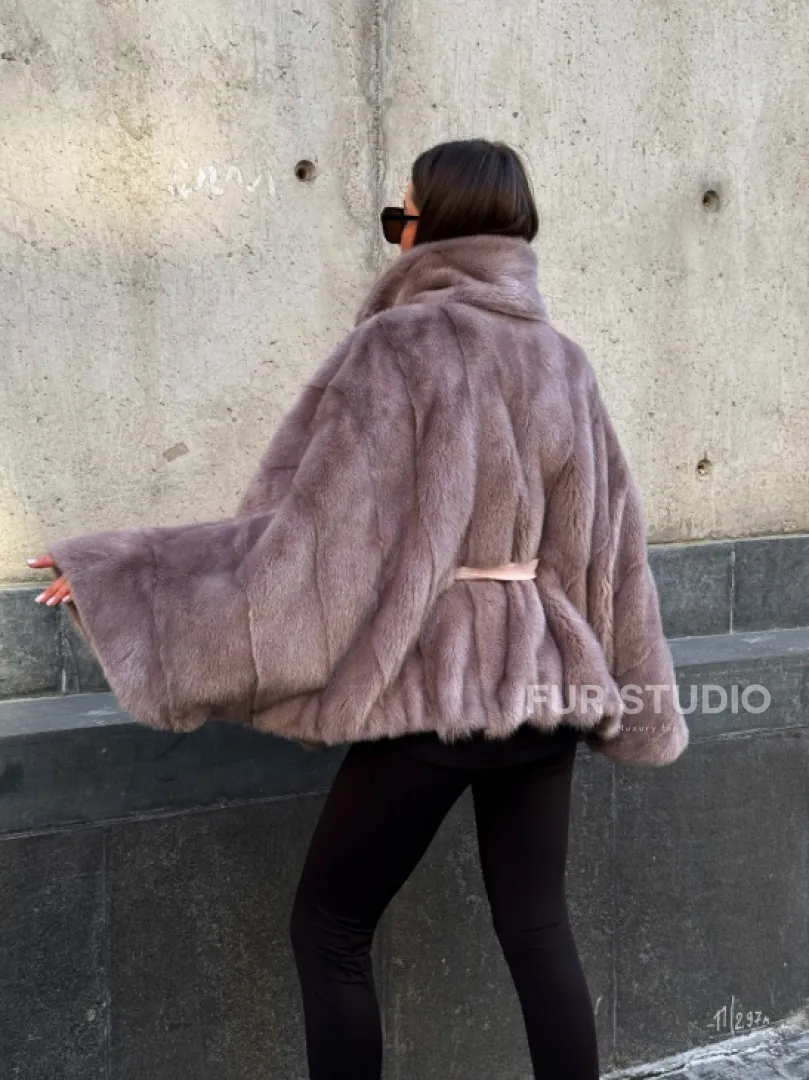 Автоледи из норки под пояс, фасон 