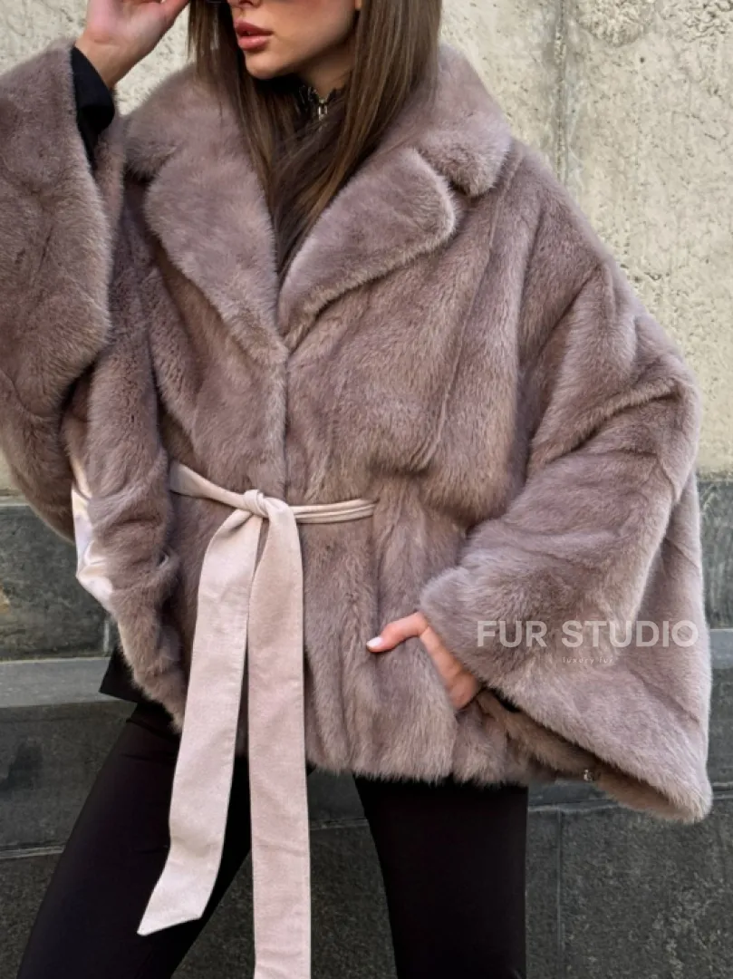 Автоледи из норки под пояс, фасон 