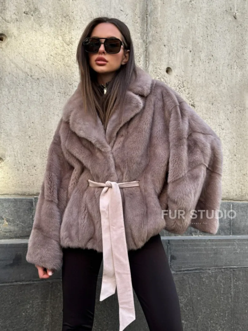 Автоледи из норки под пояс, фасон 