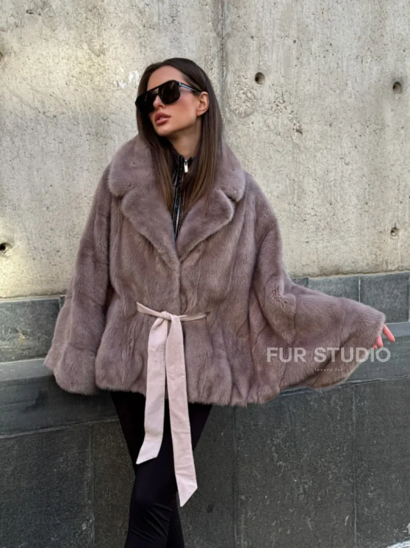 Автоледи из норки под пояс, фасон 