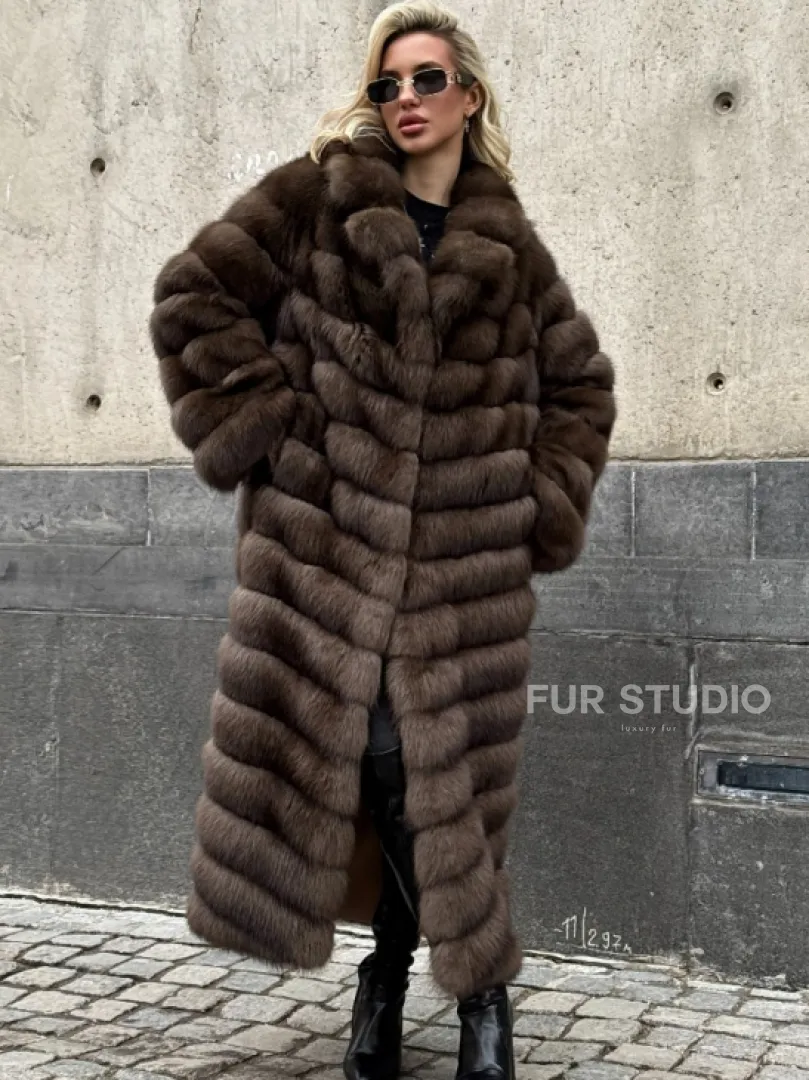 Длинная шуба из меха куницы Exclusive fur