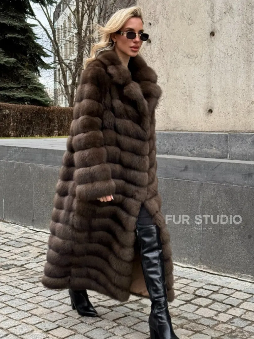 Длинная шуба из меха куницы Exclusive fur