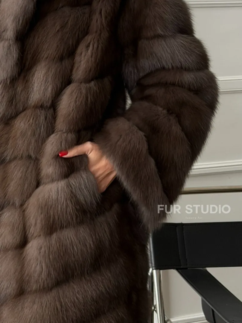 Длинная шуба из меха куницы Exclusive fur