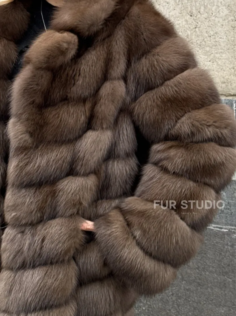 Длинная шуба из меха куницы Exclusive fur