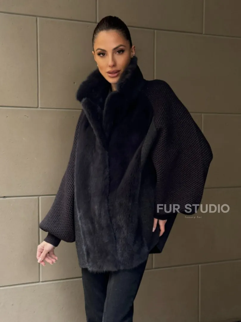 Шерстяная женская куртка с отделкой из меха норки - фото 10