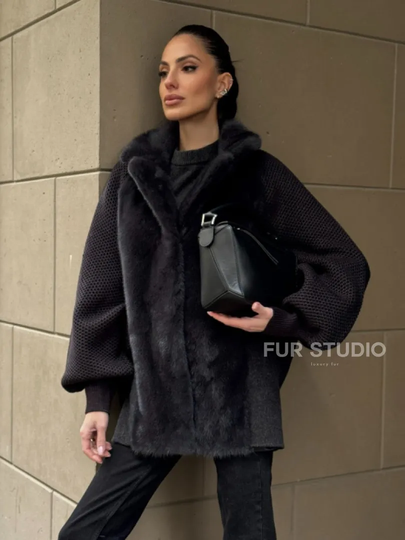 Шерстяная женская куртка с отделкой из меха норки - фото 8