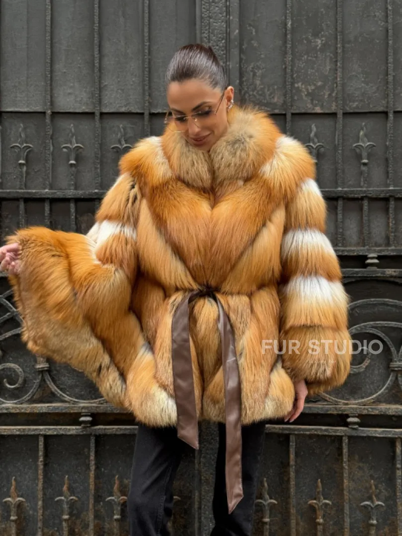 Шуба - пончо из меха рыжей (огненной) лисы - фото 12