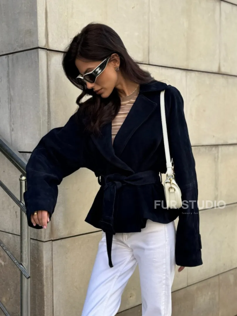 Модная куртка из замшевой кожи - фото 10