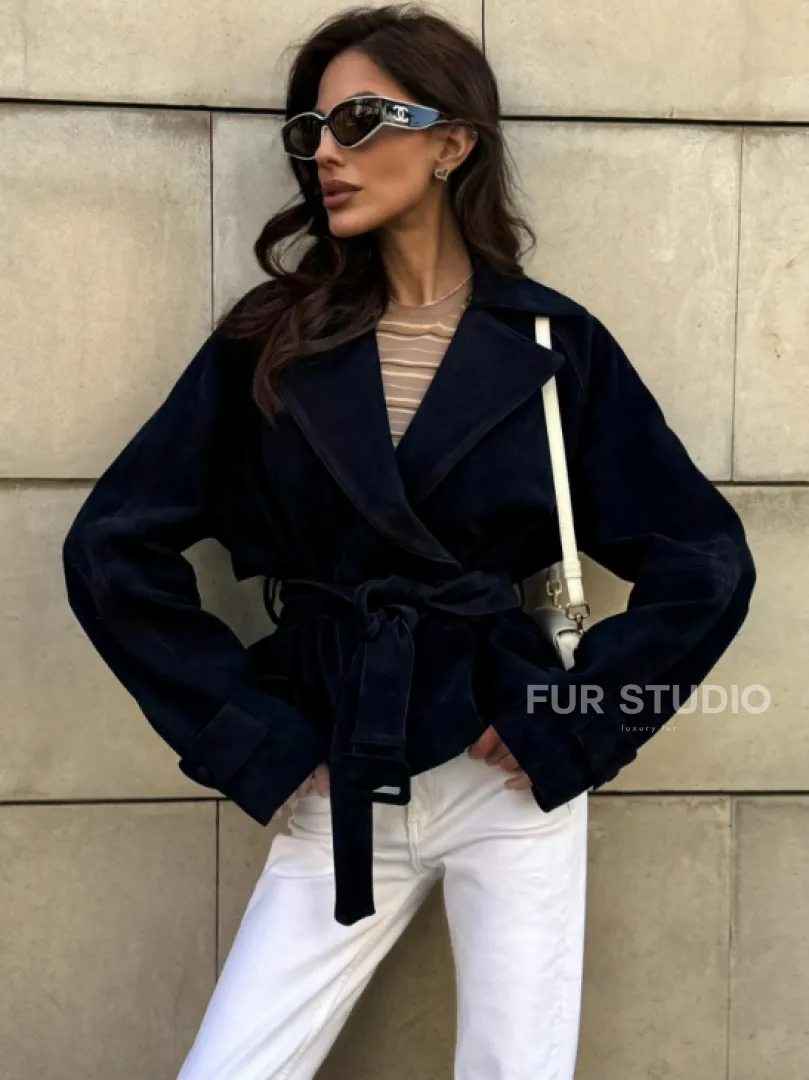 Модная куртка из замшевой кожи - фото 7