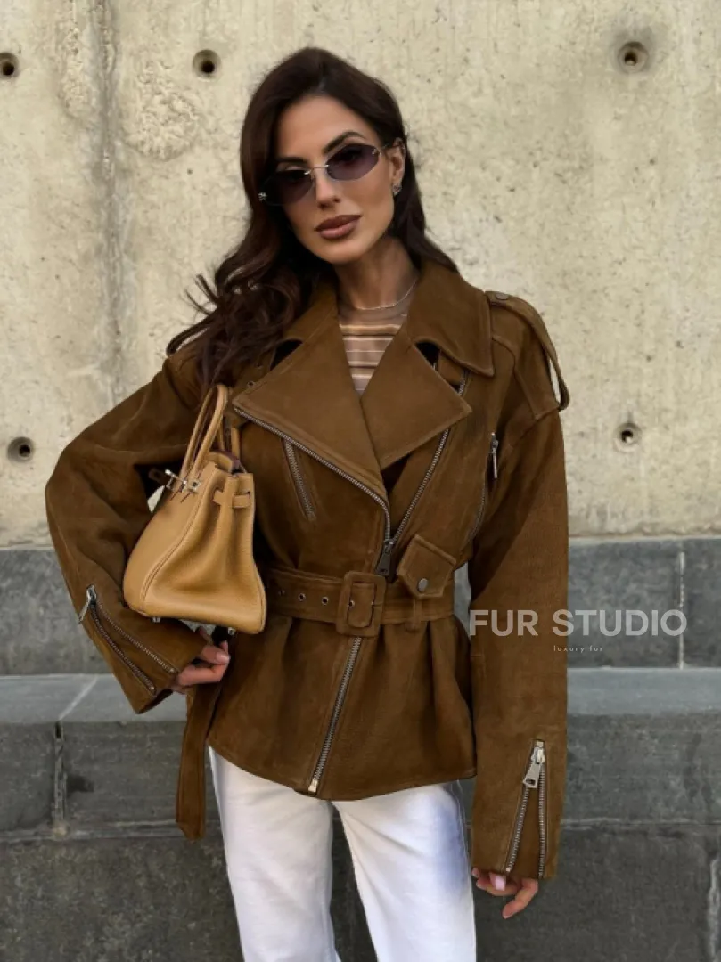 Косуха из натуральной замши под пояс 