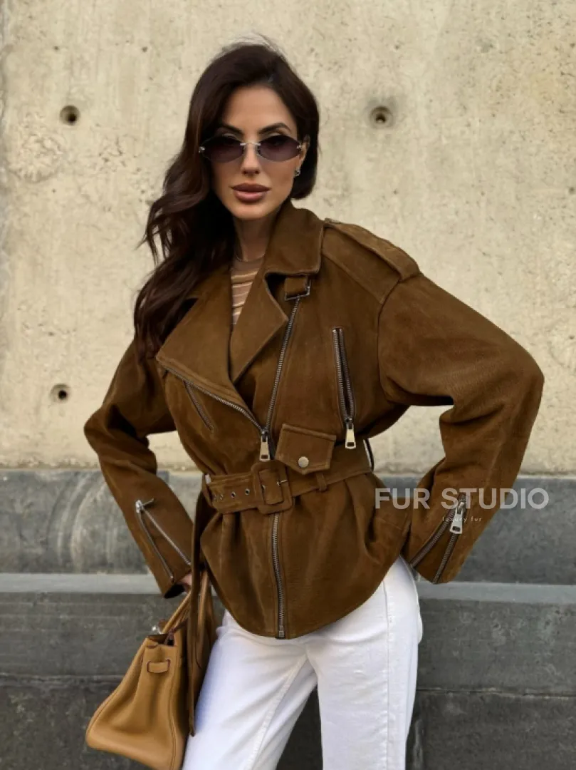 Косуха из натуральной замши под пояс 