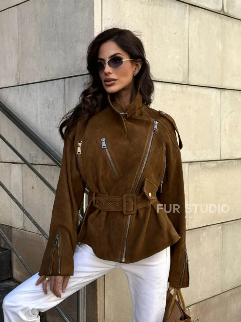 Косуха из натуральной замши под пояс 