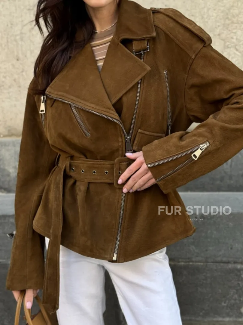 Косуха из натуральной замши под пояс 