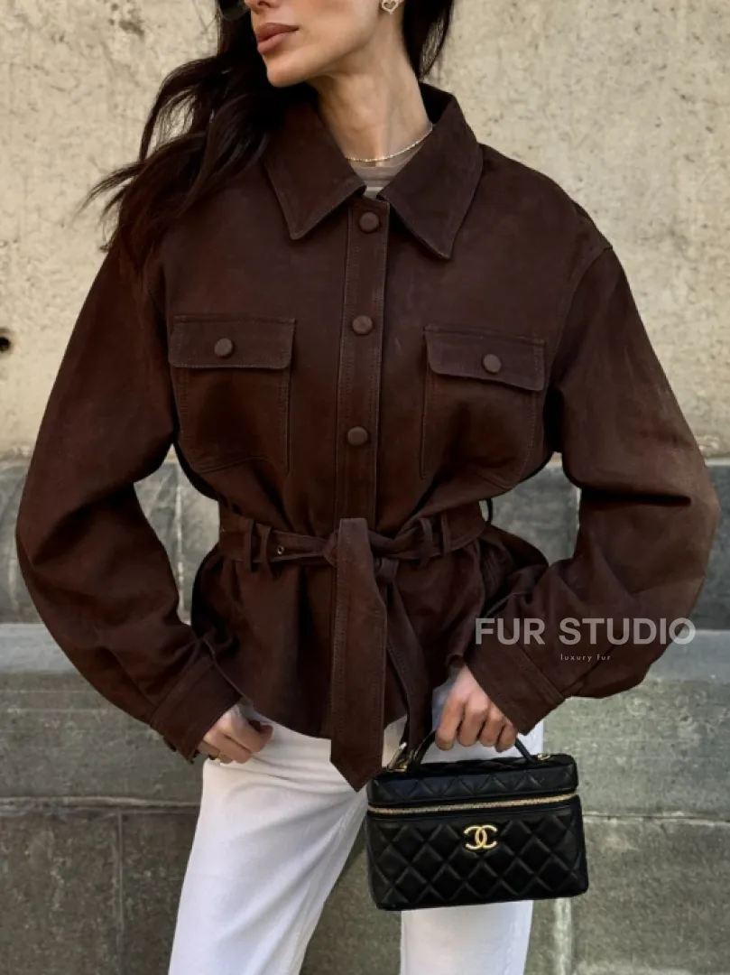 Женская куртка - рубашка из замши