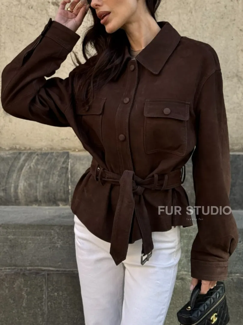 Женская куртка - рубашка из замши