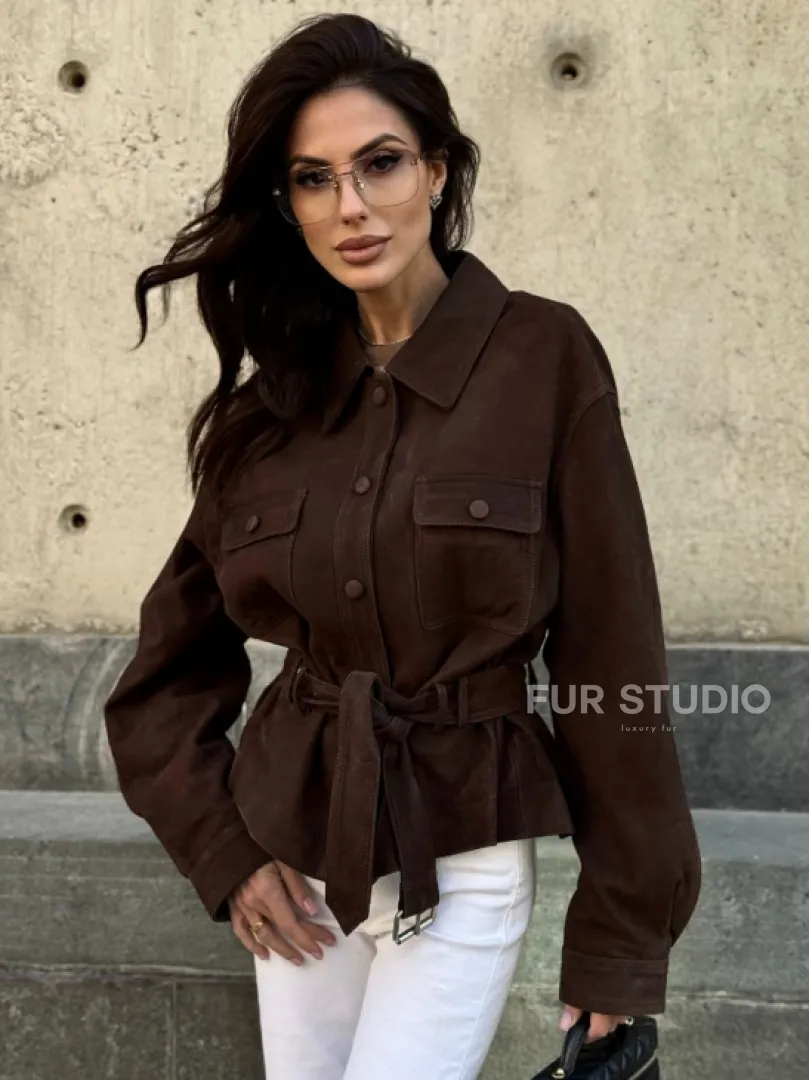 Женская куртка - рубашка из замши