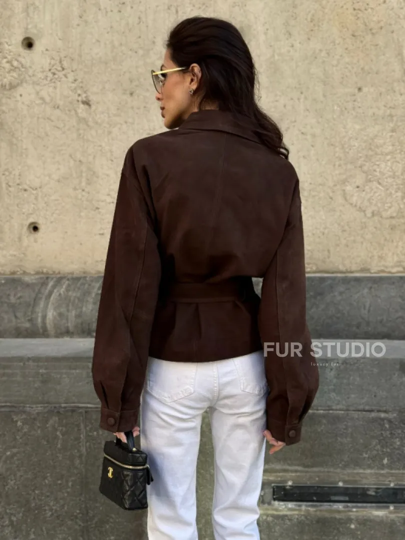 Женская куртка - рубашка из замши - фото 6