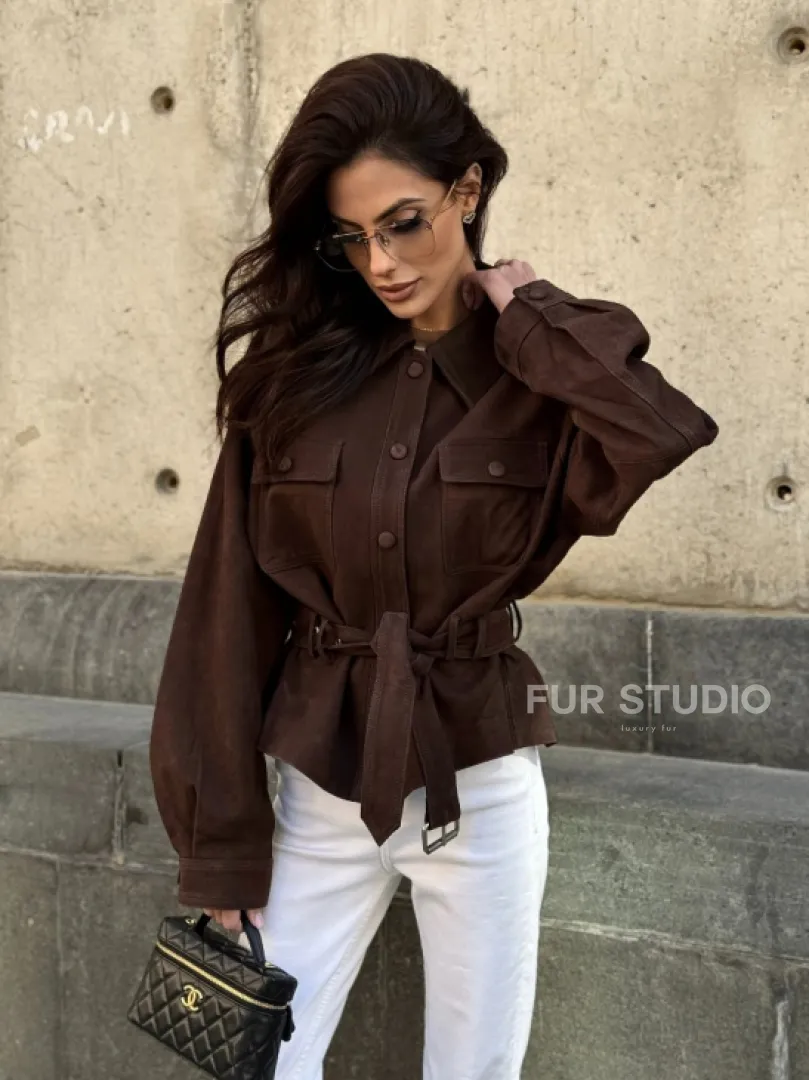 Женская куртка - рубашка из замши - фото 8