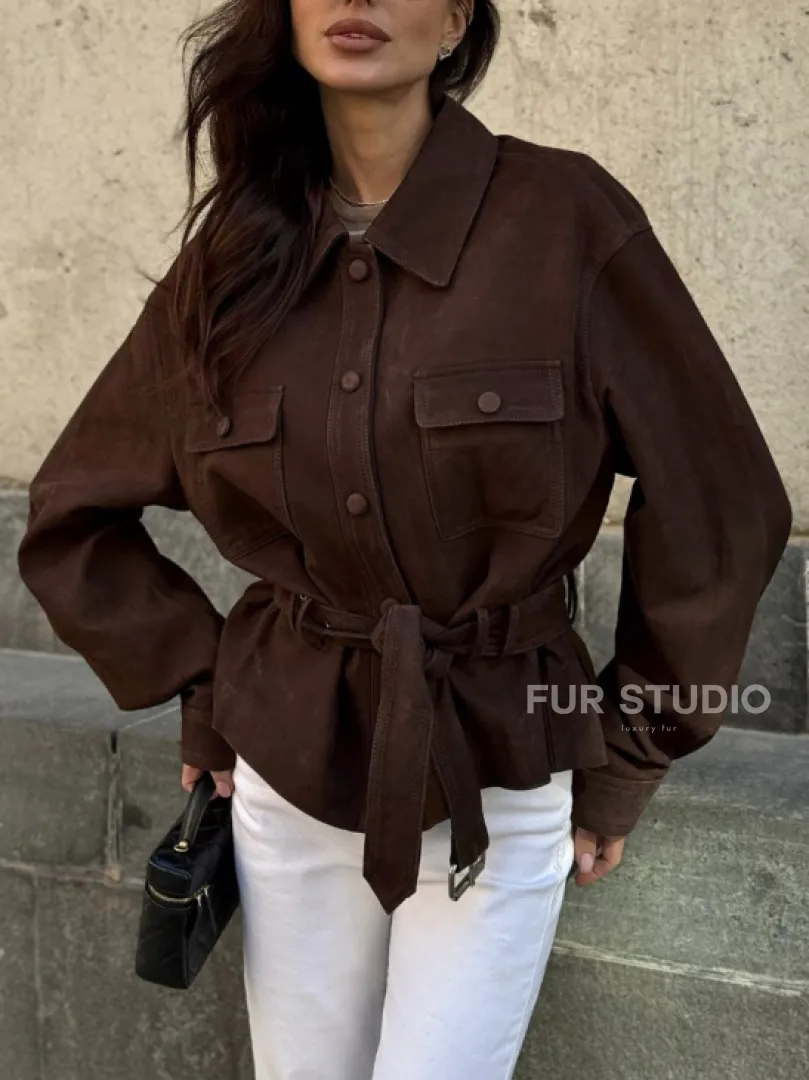 Женская куртка - рубашка из замши - фото 2