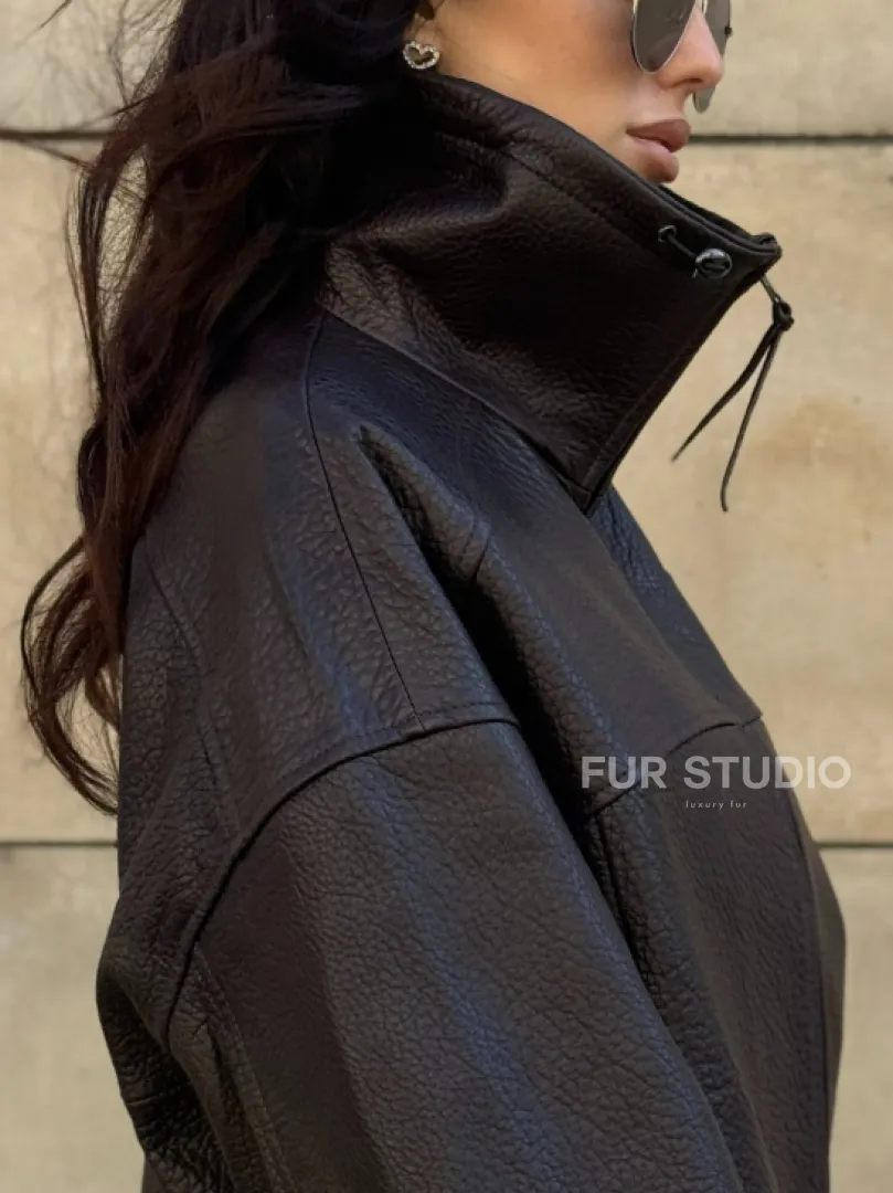 Короткая куртка оверсайз из натуральной кожи Joomba